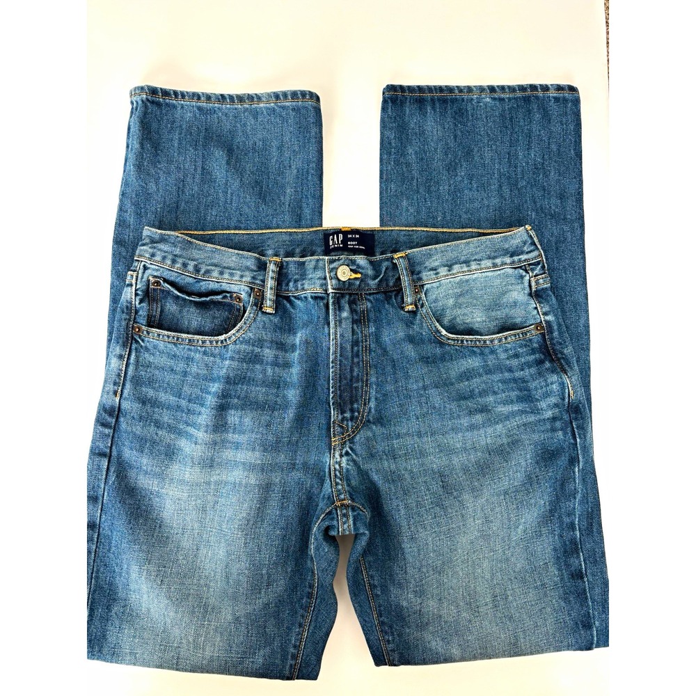 GAP Men's Blue Denim Bootcut Jeans Medium Wash Mid Rise 5-Pocket Cotton